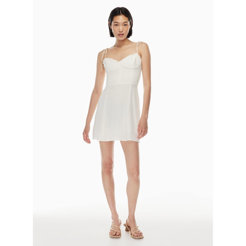 Wilfred Aritzia Fable Dress White Tie-Strap Sweetheart Mini Size 4